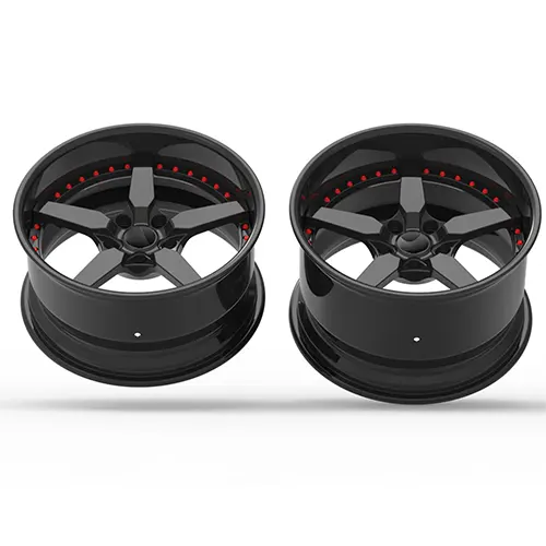 18-inch Camaro two-piece forged wheels with red rim hardware