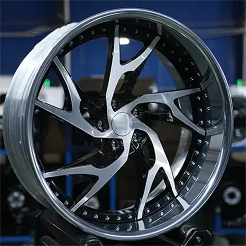 Angled Cutlass two-piece forged wheel with polished outer lip