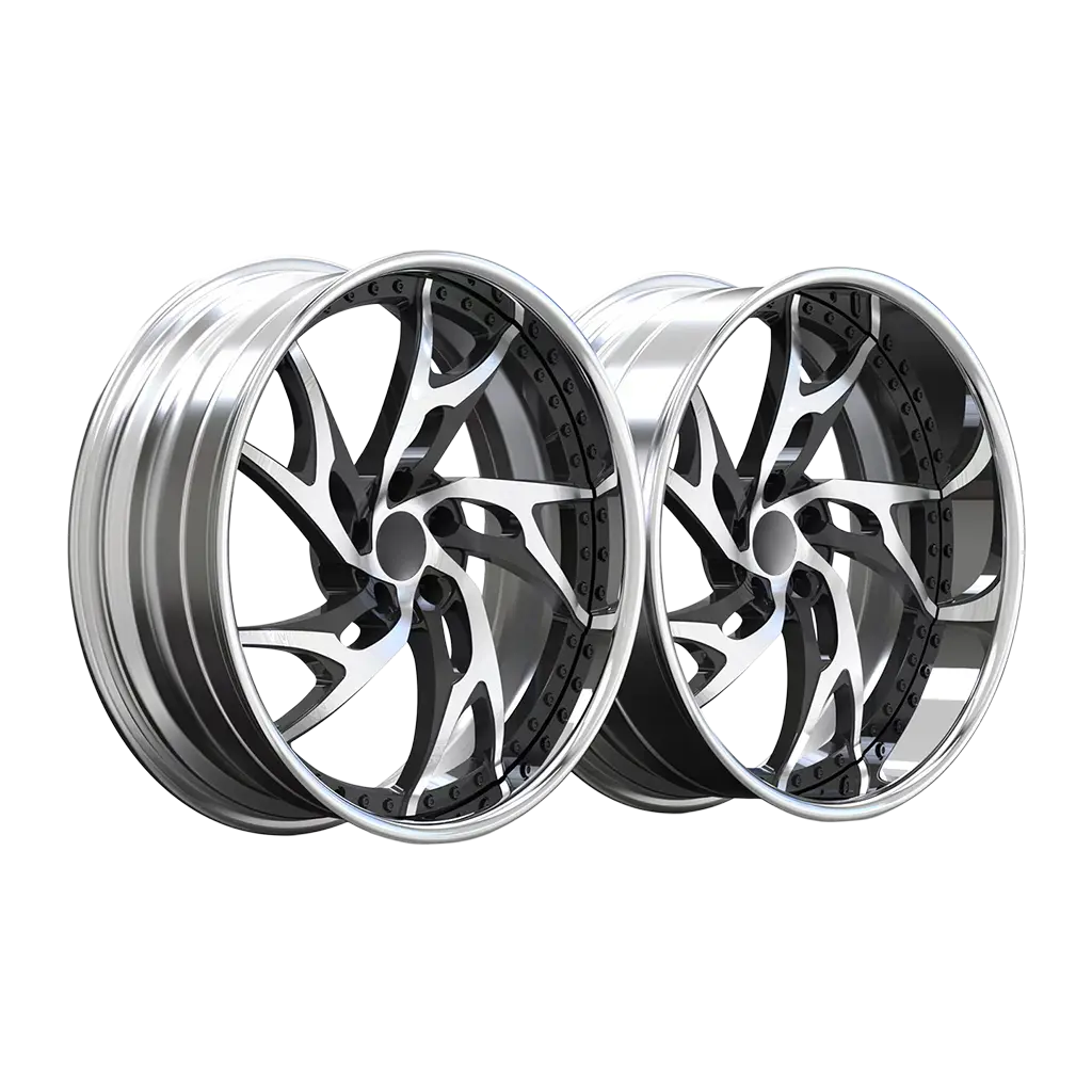 custom 2-piece forged aluminum wheel with deep concave design