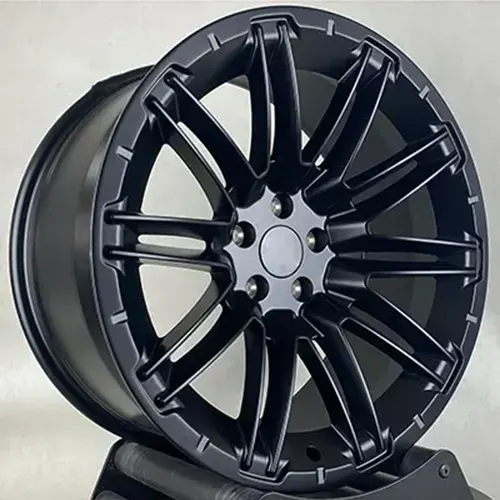 Three-quarter view of Nissan R35 GTR 20-inch satin black forged wheel