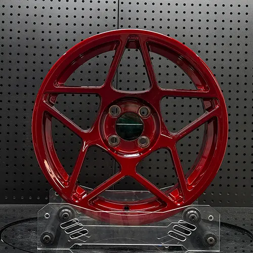 Front view of Fiat 500 Turbo 16x8 red forged wheel