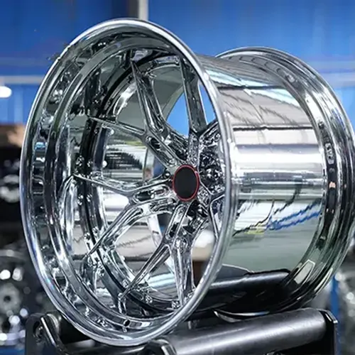 Workshop view of Audi S5 full chrome multi-spoke forged wheel
