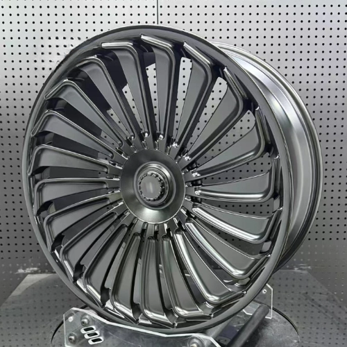 Jeep WK2 20-spoke turbine forged wheel in dual-sheen black
