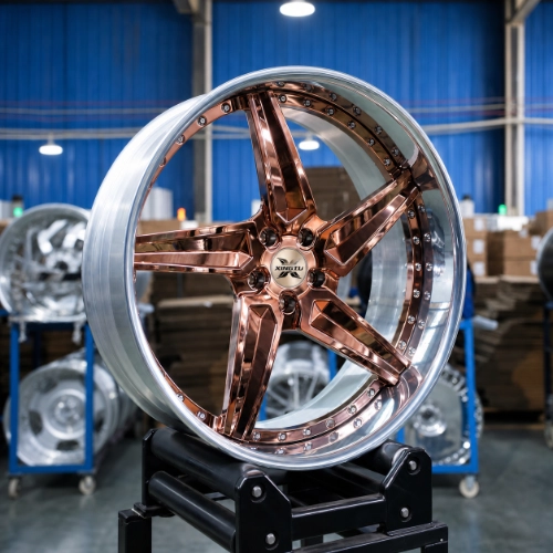 Real 24 inch forged wheel showing deep five-spoke center and reflective outer lip