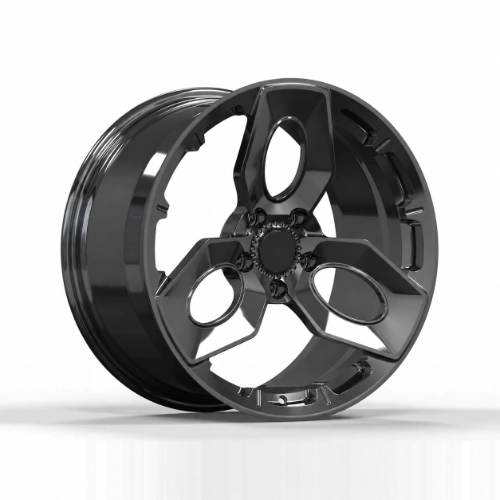 Angled view of 19×10 black forged monoblock wheel showing sculpted spokes
