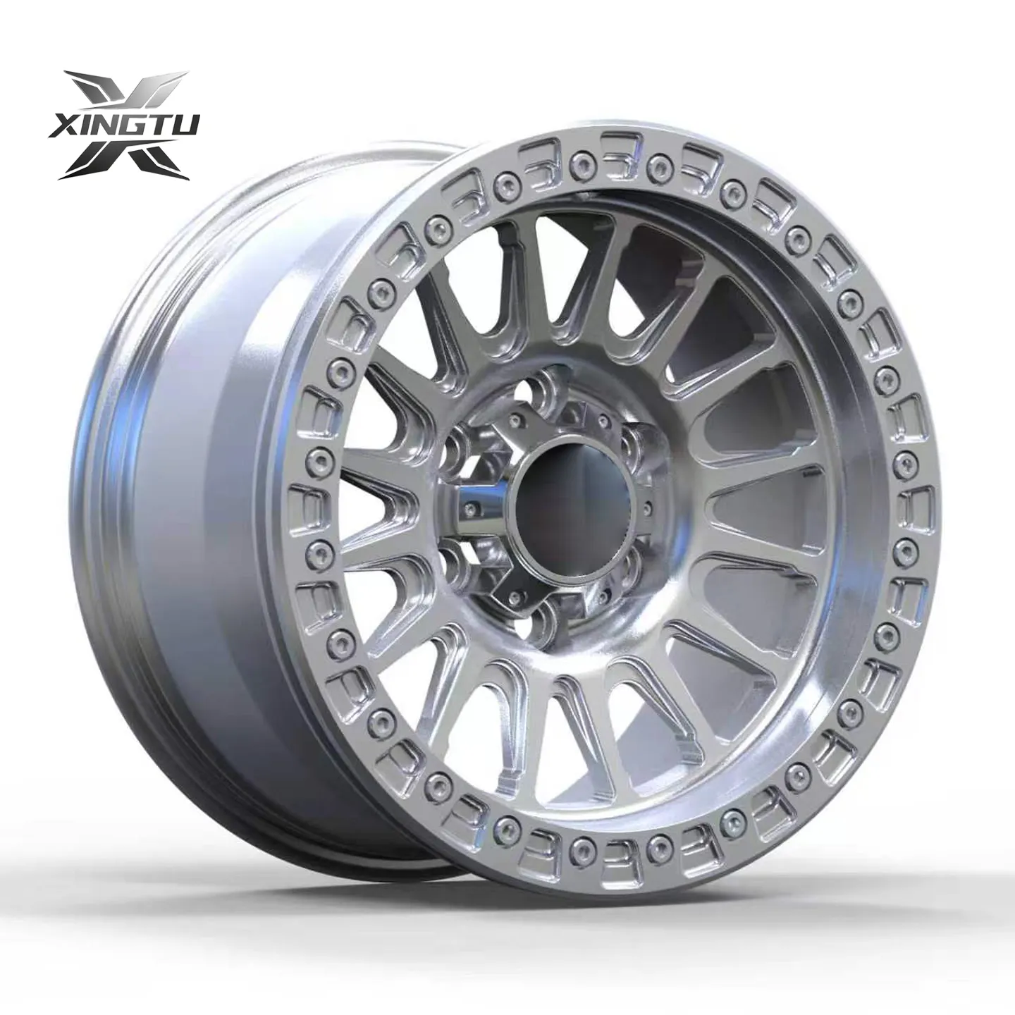 Lexus LX450 17 inch forged wheels with raw aluminum multi-spoke design and clamping ring