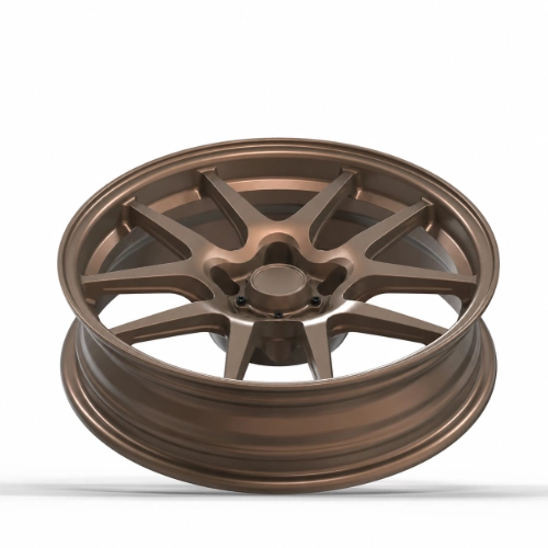 Angled view of bronze 17×4.5 forged Camaro front wheel with narrow barrel