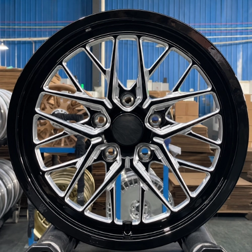 Finished Chevrolet Camaro forged drag wheel with CNC-machined aluminum spoke surfaces