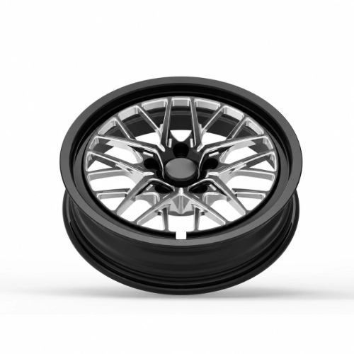 Gloss black Camaro front drag wheel showing bright machined spokes and narrow rim