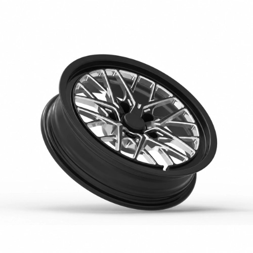 Angled 17×4.5 forged monoblock wheel with black recesses and silver spoke edges
