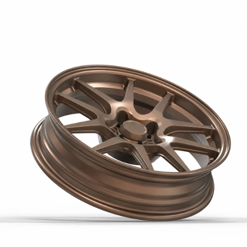 Matte khaki bronze forged drag wheel showing ten-spoke face and rim profile