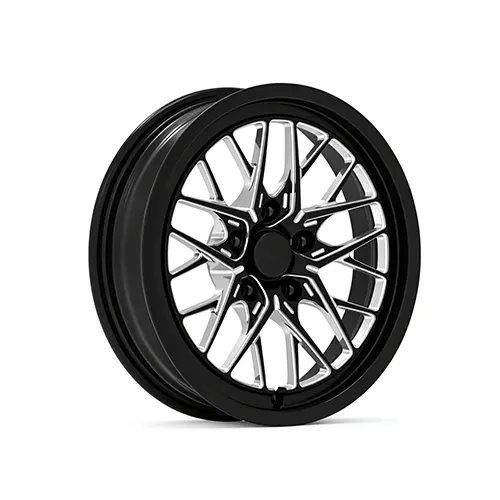 Camaro 17 inch forged drag wheels with gloss black and CNC-machined multi-spoke face