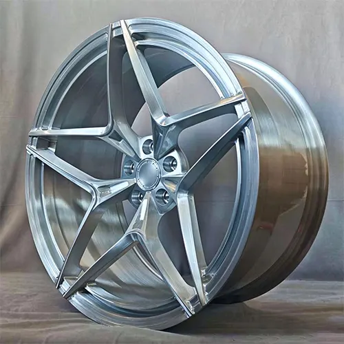 Finished Audi RS6 forged wheel with sculpted split spokes and natural aluminum grain