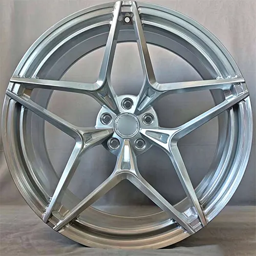 Front view of Audi RS6 Avant forged wheel with deep-concave center and five split spokes