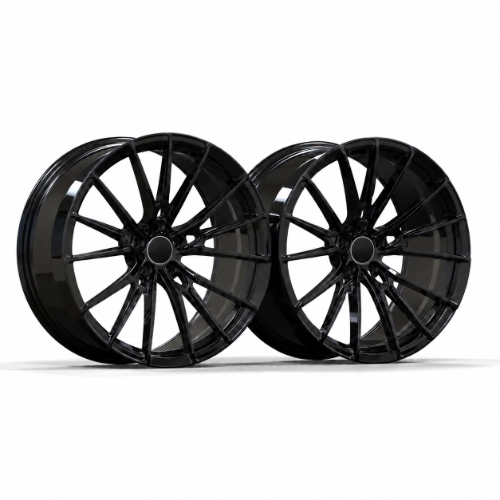 Staggered 20 inch forged monoblock wheel pair with different concave profiles