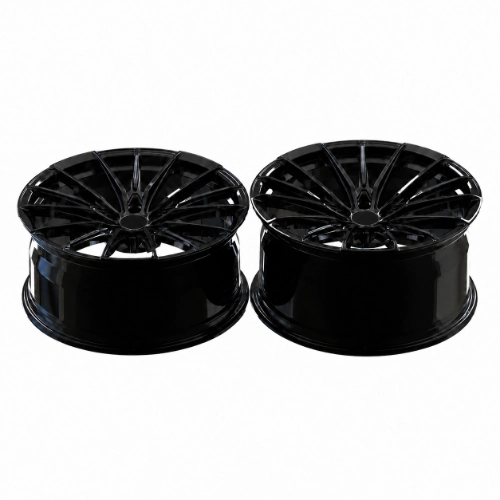 BMW M340i G20 forged wheels in full gloss black with staggered barrel widths