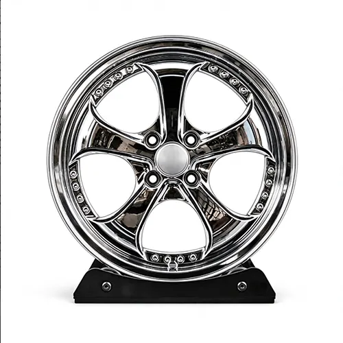Mazda MX5 ND 16 inch forged wheels with bright chrome five-spoke design and decorative bolts