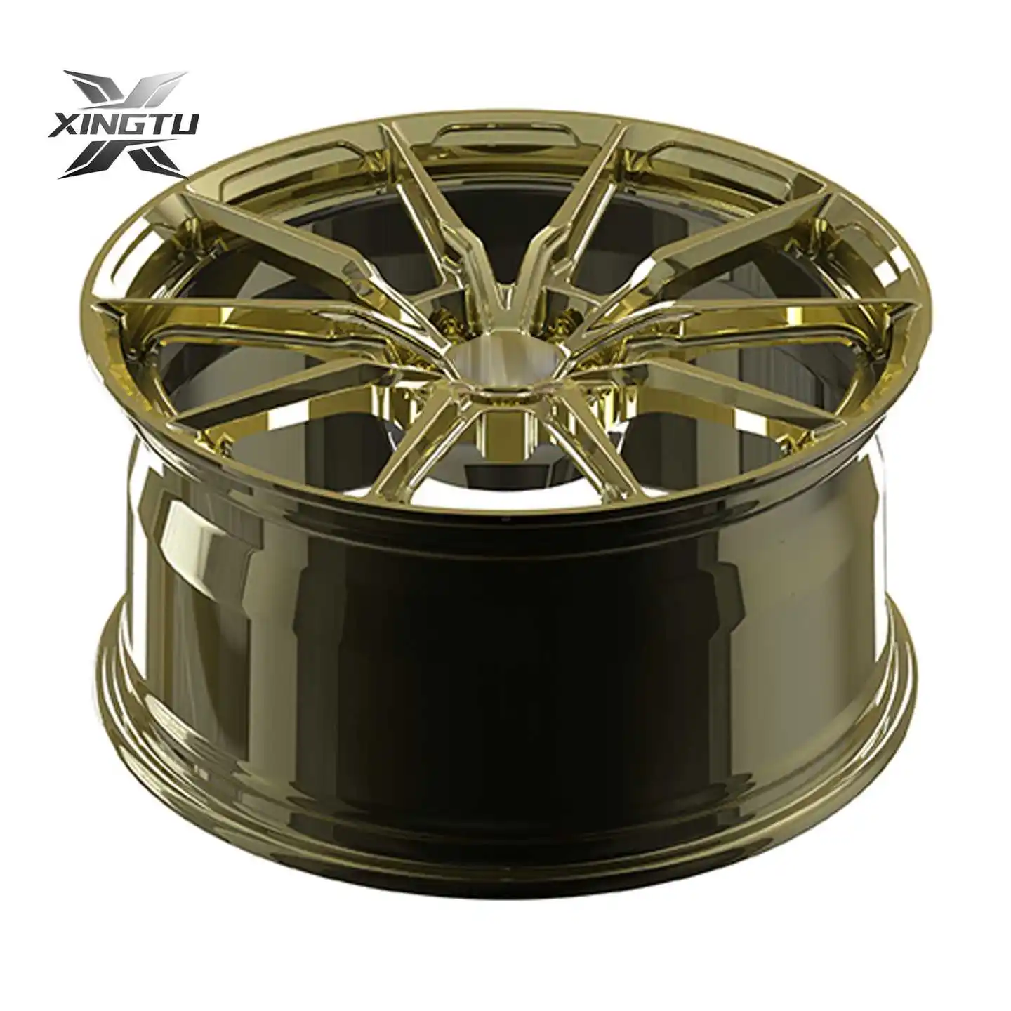 BMW 430i 18 inch forged wheels in gloss platinum gold split-spoke design, angled view