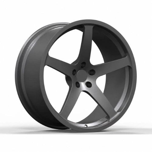 Three-quarter view of Audi SQ5 forged monoblock wheel with sculpted five-spoke design
