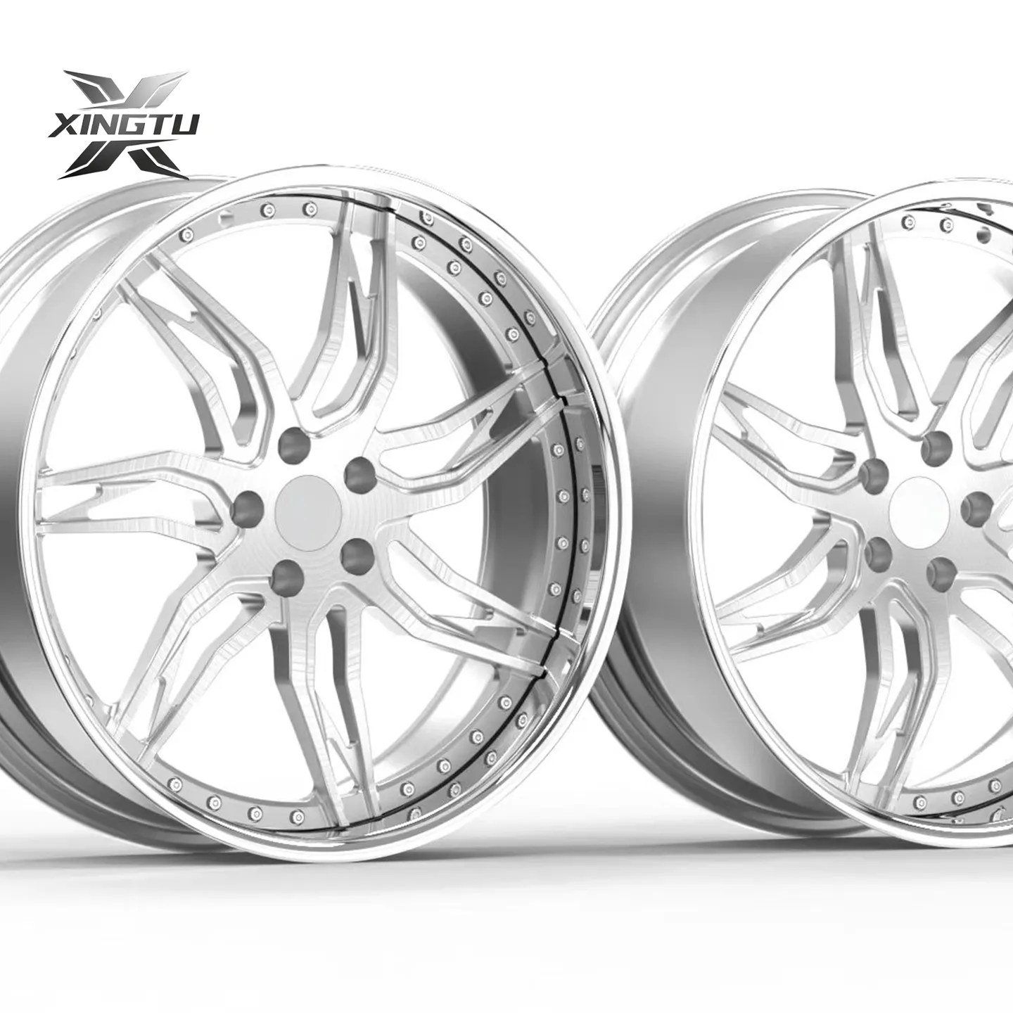 Pontiac Grand Prix 3 piece forged wheels with brushed silver centers and polished lips