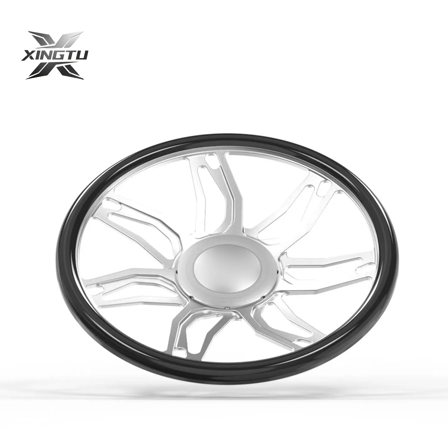 Side view of 22 inch forged wheel showing brushed silver center and polished rim